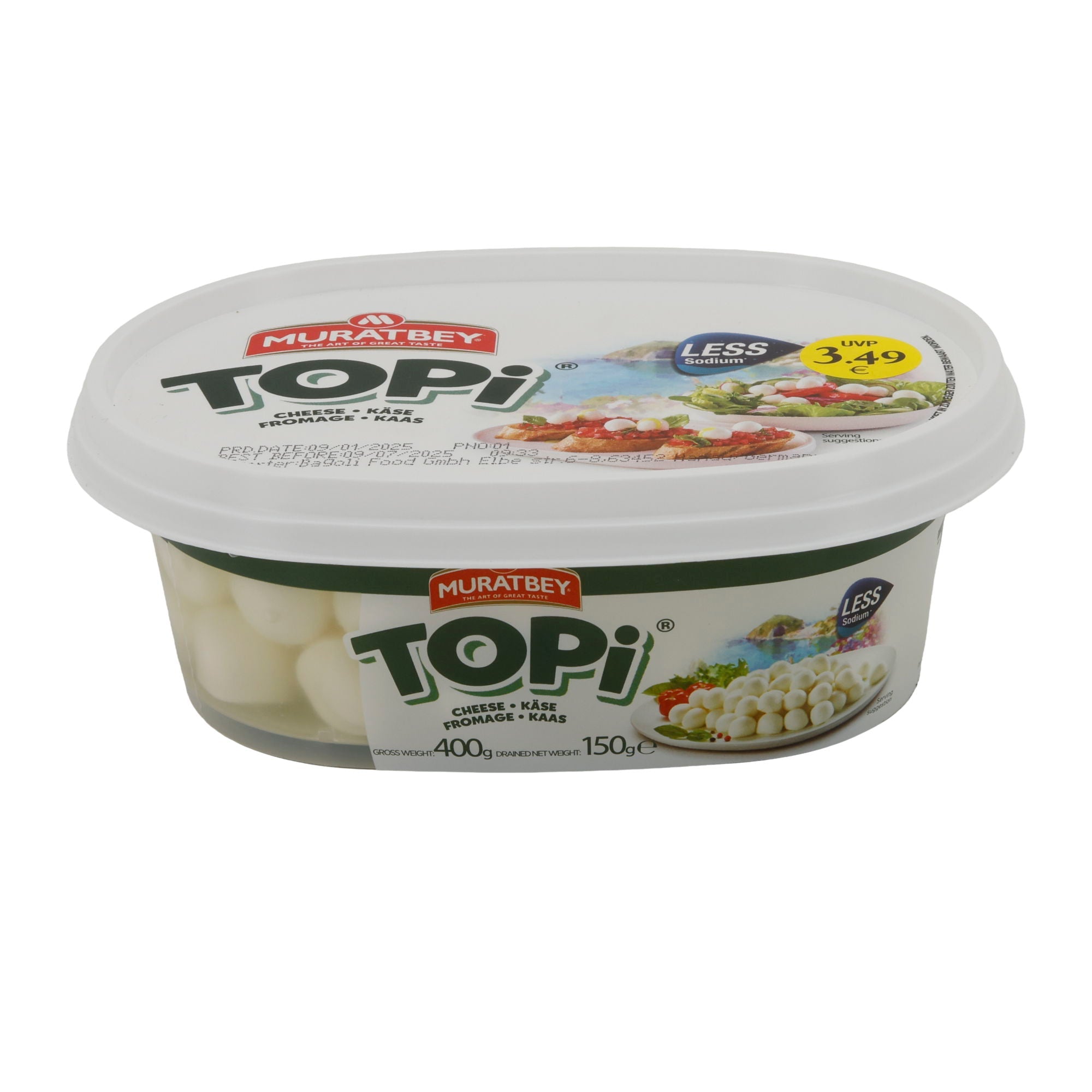 Käse Muratbey Topi Käse | Käse | Weniger Natrium für gesunden Genuss | 150 g MURATBEY